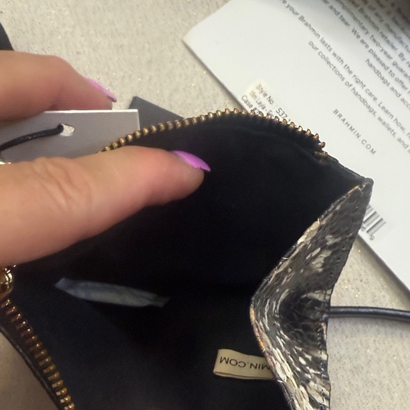 Brahmin Mini Layla Espresso Mist Black and Cream-Embossed Satchel/small wallet. - Picture 17 of 17